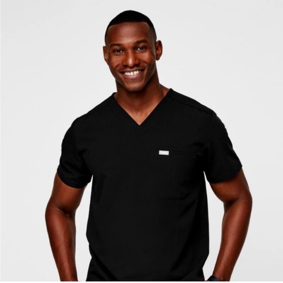 Figs Technical Collection Black Short Sleeve Leon Scrub Top Men's Large - Picture 1 of 5
